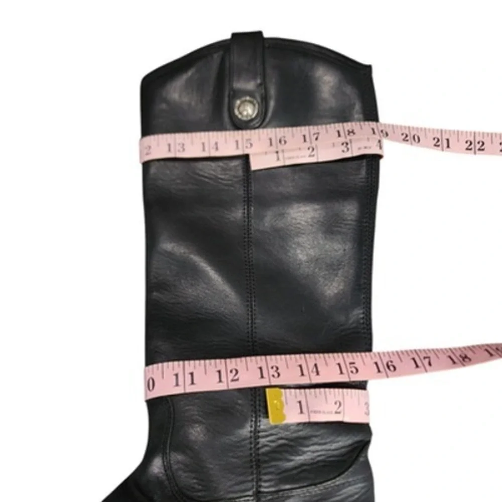 Frye Knee High Riding Boots sz 7B Women Melissa Button Black‎ Leather Equestrian